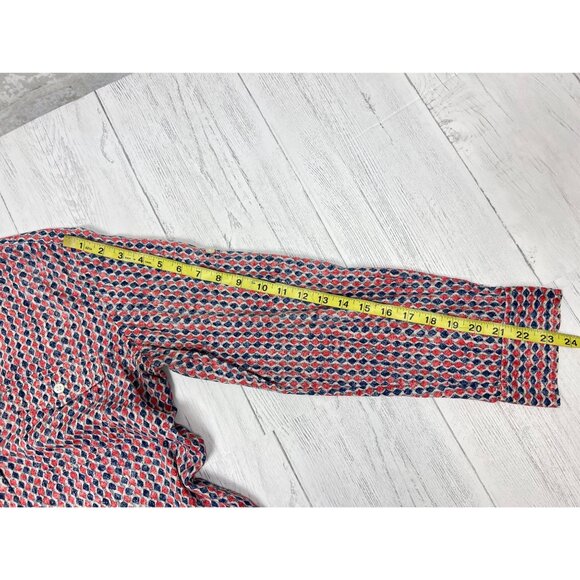 Lauren Ralph Lauren Womens Button Shirt Medium Cotton Red & Blue Geometric Print - Picture 7 of 10